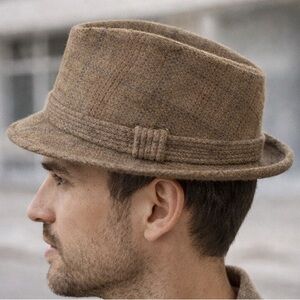 Vintage 50s Stevens Wool Tweed Fedora Trilby Hat USA Size 7¼